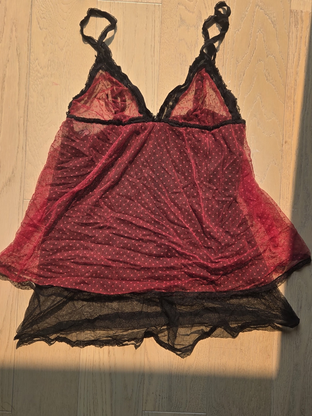 Agent Provocateur Burgundy Mesh Chemise with Black Lace Trim